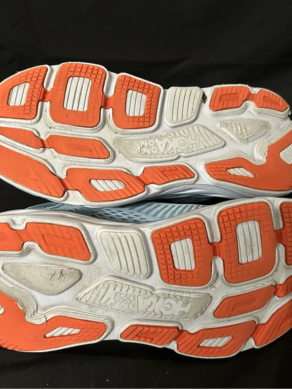 Hoka One One Bondi 7 Blue Grey Orange Running Shoes Women's Size 9 1110519 BFBG